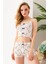 Kadın Kedi Desenli Atlet Şort Pijama Takımı Beyaz - 25Y 10041 5