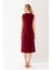 Kadın Bisiklet Yaka Kolsuz Yırtmaçlı Elbise Bordo - 25Y 6267 5