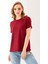Kadın Bisiklet Yaka Bürümcük Basic T-Shirt Bordo - 254413 2