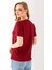 Kadın Bisiklet Yaka Bürümcük Basic T-Shirt Bordo - 254413 4