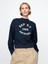 Kadın Lacivert Gap Logo Heavyweight Havlu Kumaş Crop Sweatshirt 1