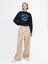 Kadın Lacivert Gap Logo Heavyweight Havlu Kumaş Crop Sweatshirt 3