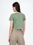 Kadın Yeşil %100 Organik Pamuk Vintage Soft Crop T-Shirt 4