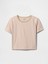Kadın Bej %100 Organik Pamuk Vintage Soft Crop T-Shirt 2