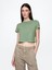 Kadın Yeşil %100 Organik Pamuk Vintage Soft Crop T-Shirt 1