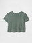 Kadın Yeşil %100 Organik Pamuk Vintage Soft Crop T-Shirt 2