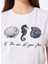 Bisiklet Yaka Nakışlı Kırık Beyaz Kadın T-Shirt F5SL-TST0252 4