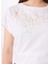 Kırık Beyaz Kadın Relaxed Varaklı T-Shirt FC5SL-TST0204 4