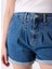 Indigo Kadın Basic Yıkamalı Denim Şort F5SL-SHT0350 4