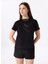 Bisiklet Yaka Baskılı Siyah Kadın T-Shirt F5SL-TST0379 1