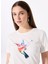 Bisiklet Yaka Baskılı Kırık Beyaz Kadın T-Shirt F5SL-TST0378 3