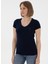 V Yaka Lacivert Kadın T-Shirt TV0125 1