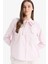 Relax Fit Fiyonk Yaka Çizgili Simli Kumaş Uzun Kollu Tesettür Gömlek Tunik E7976AX25SM 1