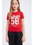 Kız Çocuk Slim Fit Dar Kesim Bisiklet Yaka Baskılı Ribana Kısa Kollu Tişört E0366A825SM 3