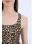 Slim Fit Dar Kesim Leopar Desenli Yuvarlak Yaka Fitilli Kaşkorse Atlet D4548AX25SP 5