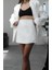 Beyaz Kiera Yüksek Bel Şort Etek 3