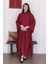 Bordo Yarasa Kol Triko Crop & Bordo Kat Detay Bohem Etek 1