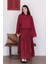 Bordo Yarasa Kol Triko Crop & Bordo Kat Detay Bohem Etek 2