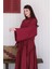 Bordo Yarasa Kol Triko Crop & Bordo Kat Detay Bohem Etek 3