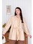 Krem Fırfırlı Bağlamalı Tunik 1