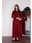 Bordo Fiyonk Detay Elbise 3