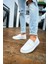 SHO091 Bağcıksız Slip-On Rbt Brecon Erkek Ayakkabı Beyaz 4