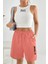 Süperlife Kadın Rahat Kalıp Beli Lastikli Cepli Basklı Şort SPR25SRK208 2