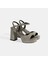 Elysian Platin Kadın Toka Detaylı Slingback Topuklu Abiye Ayakkabı 2