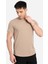 Ad Erkek Kahverengi %100 Pamuk Regular Fit Oval Kesim Bisiklet Yaka Basic Tişört 2