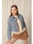 Denim Kumaş Ters Cep Kadın Mavi Ceket 5