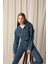 Denim Kumaş Kapüşonlu Kısa Kadın Lacivert Kot Ceket 1