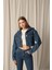 Denim Kumaş Kapüşonlu Kısa Kadın Lacivert Kot Ceket 5