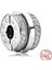 Gümüş Renk Sparkling Pave Lines Logo Klips Charm 3