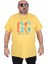 Erkek Büyük Beden Sıfır Yaka Tişört Lets Go 25161 Sarı 1