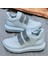 Taşlı Simli Düz Beyaz ve Siyah Cırtlı Ortopedik Bayan Spor Sneakers Ayakkabı 1