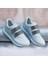 Taşlı Simli Düz Beyaz ve Siyah Cırtlı Ortopedik Bayan Spor Sneakers Ayakkabı 2