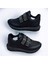 Taşlı Simli Düz Beyaz ve Siyah Cırtlı Ortopedik Bayan Spor Sneakers Ayakkabı 4