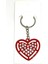 Metal Kırmızı Kalp Üzerinde Kristal Taşlar İle Dizayn Edilmiş Sevgili Anahtarlığı 2 Adet Anahtarlık 1