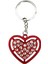 Metal Kırmızı Kalp Üzerinde Kristal Taşlar İle Dizayn Edilmiş Sevgili Anahtarlığı 2 Adet Anahtarlık 2