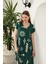 Viskon Kumaş Etnik Elbise-Yeşil 5