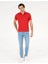 Erkek Polo Yaka Slim Fit Basic T-Shirt-Kırmızı 1