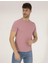 Erkek Slim Fit Dokulu Bisiklet Yaka Tişört-Gül Kurusu 1
