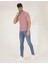 Erkek Slim Fit Dokulu Bisiklet Yaka Tişört-Gül Kurusu 2