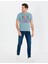 Bisiklet Yaka Slim Fit T-Shirt-Nil Mavisi 3