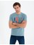 Bisiklet Yaka Slim Fit T-Shirt-Nil Mavisi 1