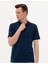 Erkek Regular Fit Polo Yaka Merserize Tişört-Lacivert 4