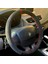 Dikişli Direksiyon Kılıfı Karbon Nubuk Deri Kırmızı Yüzük / Dikişli Renault Fluence Için 1