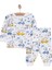 Uzun Kol Bisiklet Yaka Dinazor Desenli Pijama Takımı 1
