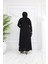 Siyah Taş Işlemeli Büyük Beden Şık Tasarım Kadın Abaya & Elbise - MF-1832 2