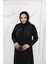 Siyah Taş Işlemeli Büyük Beden Şık Tasarım Kadın Abaya & Elbise - MF-1832 3